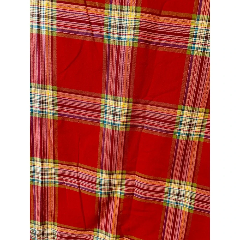 Pottery Barn King Cal King Duvet Cover Red Blake Plaid & 3 Pillowcases Sham